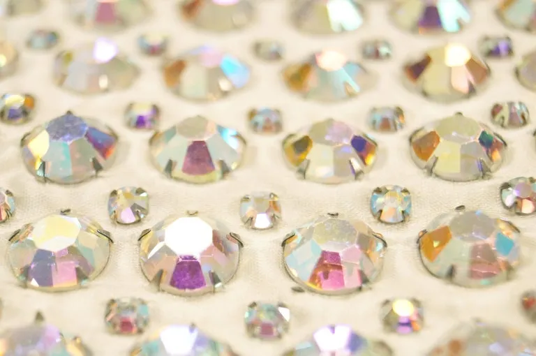 1960s Delill Iridescent Rhinestone Satin Evening Bag