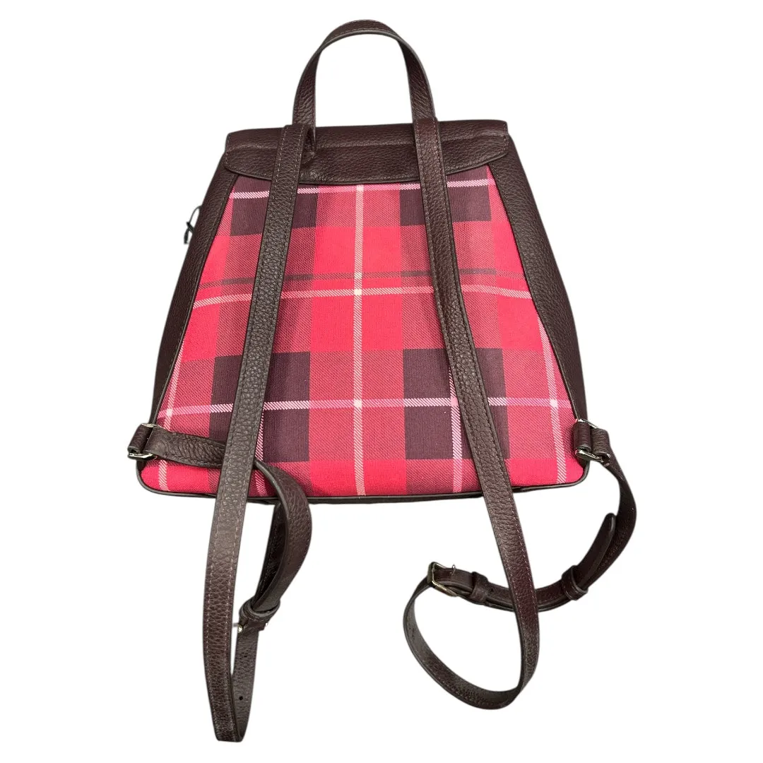 Backpack Designer By Kate Spade In Plaid Pattern, Size:Large