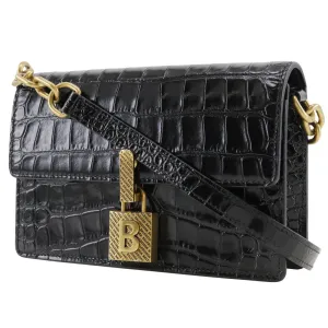 BALENCIAGA Shoulder Bag Embossed leather black 2-way clutch Mini Shoulder Women Used