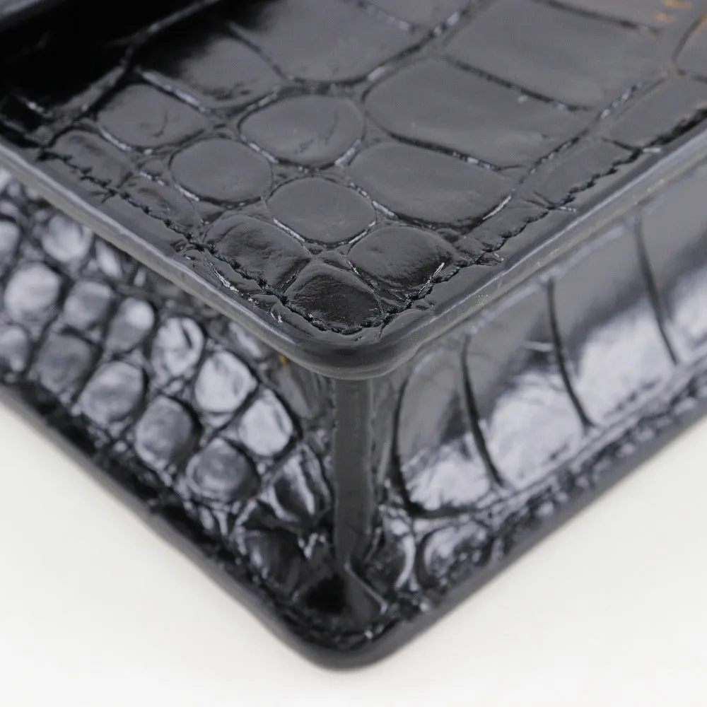 BALENCIAGA Shoulder Bag Embossed leather black 2-way clutch Mini Shoulder Women Used