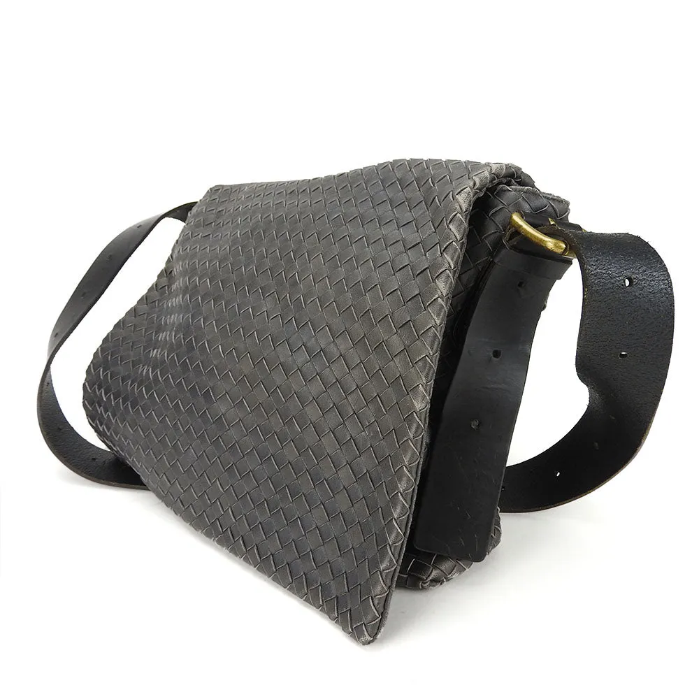 BOTTEGAVENETA Shoulder Bag 161314 leather gray INTRECCIATO unisex(Unisex) Used