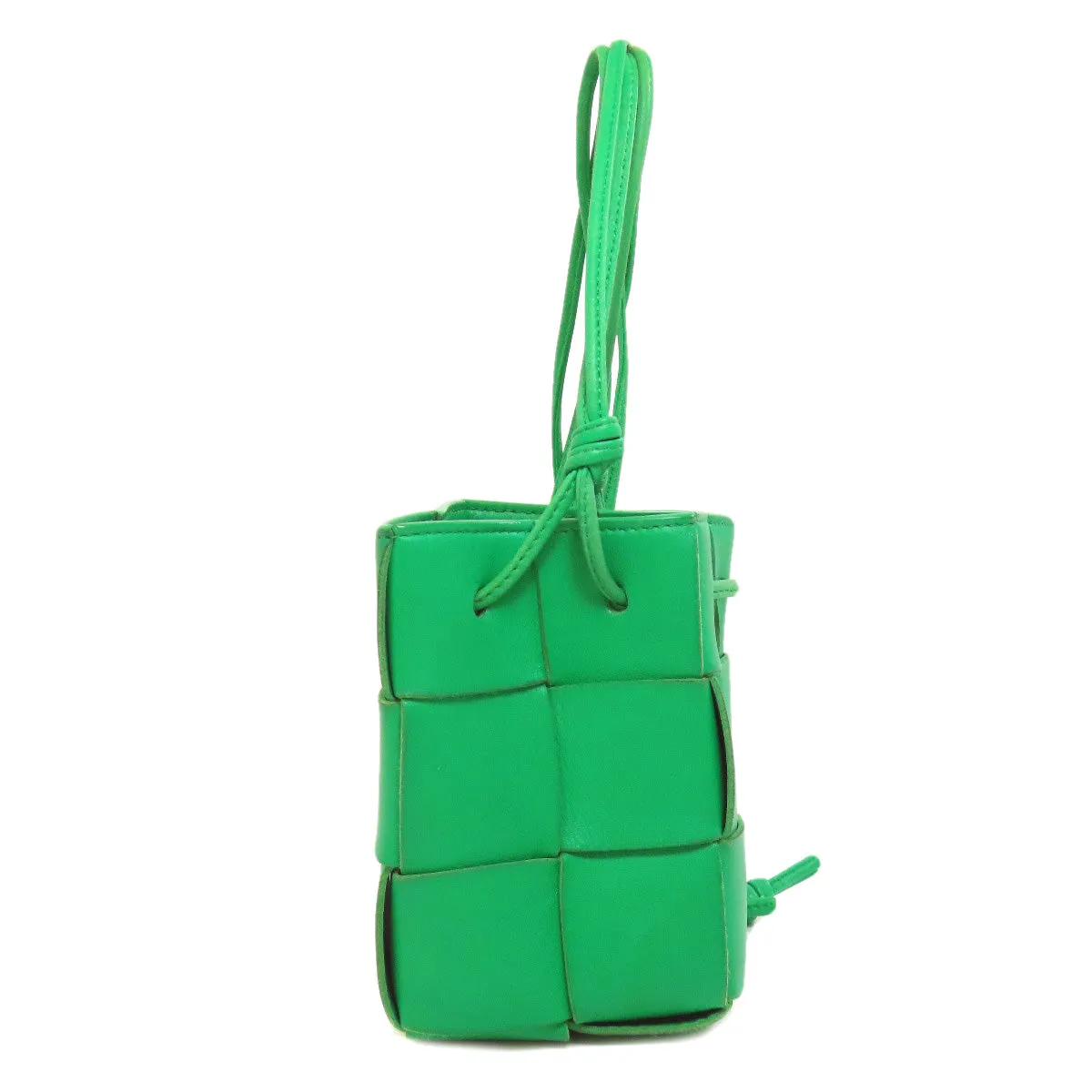 BOTTEGAVENETA Shoulder Bag Calfskin green Cassette Mini Bucket