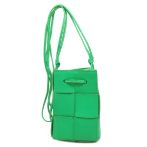 BOTTEGAVENETA Shoulder Bag Calfskin green Cassette Mini Bucket