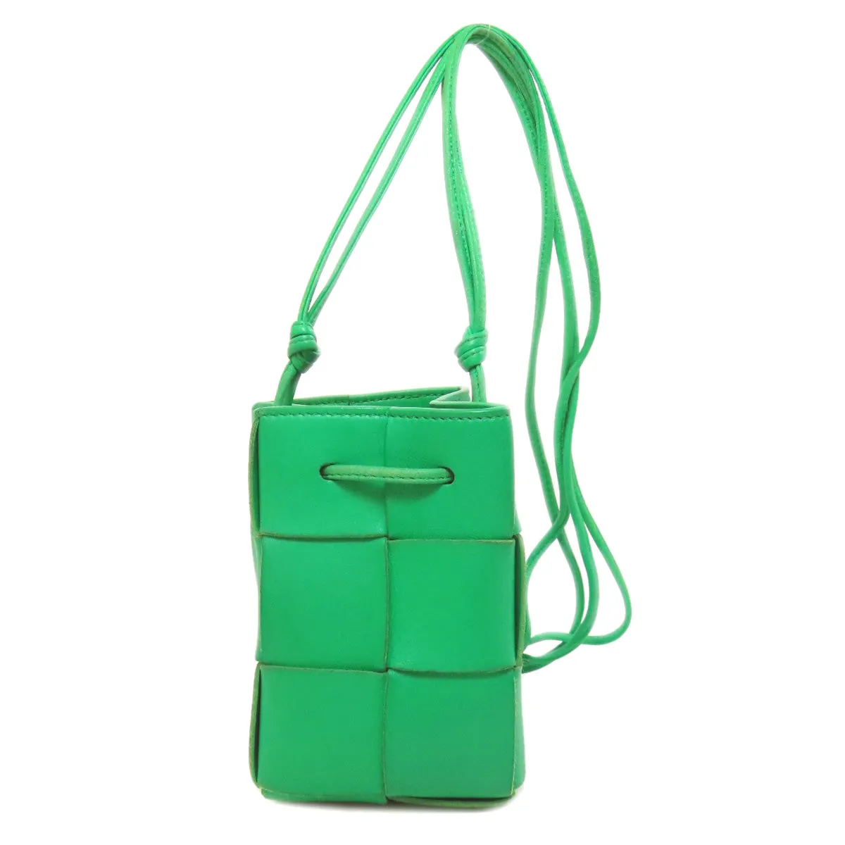 BOTTEGAVENETA Shoulder Bag Calfskin green Cassette Mini Bucket