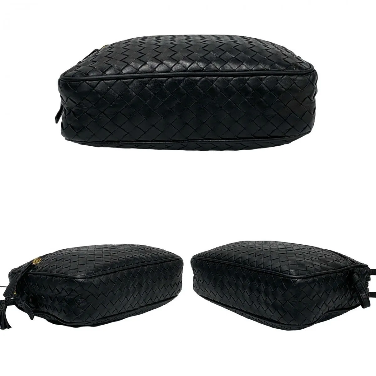 BOTTEGAVENETA Shoulder Bag leather black INTRECCIATO Women Used