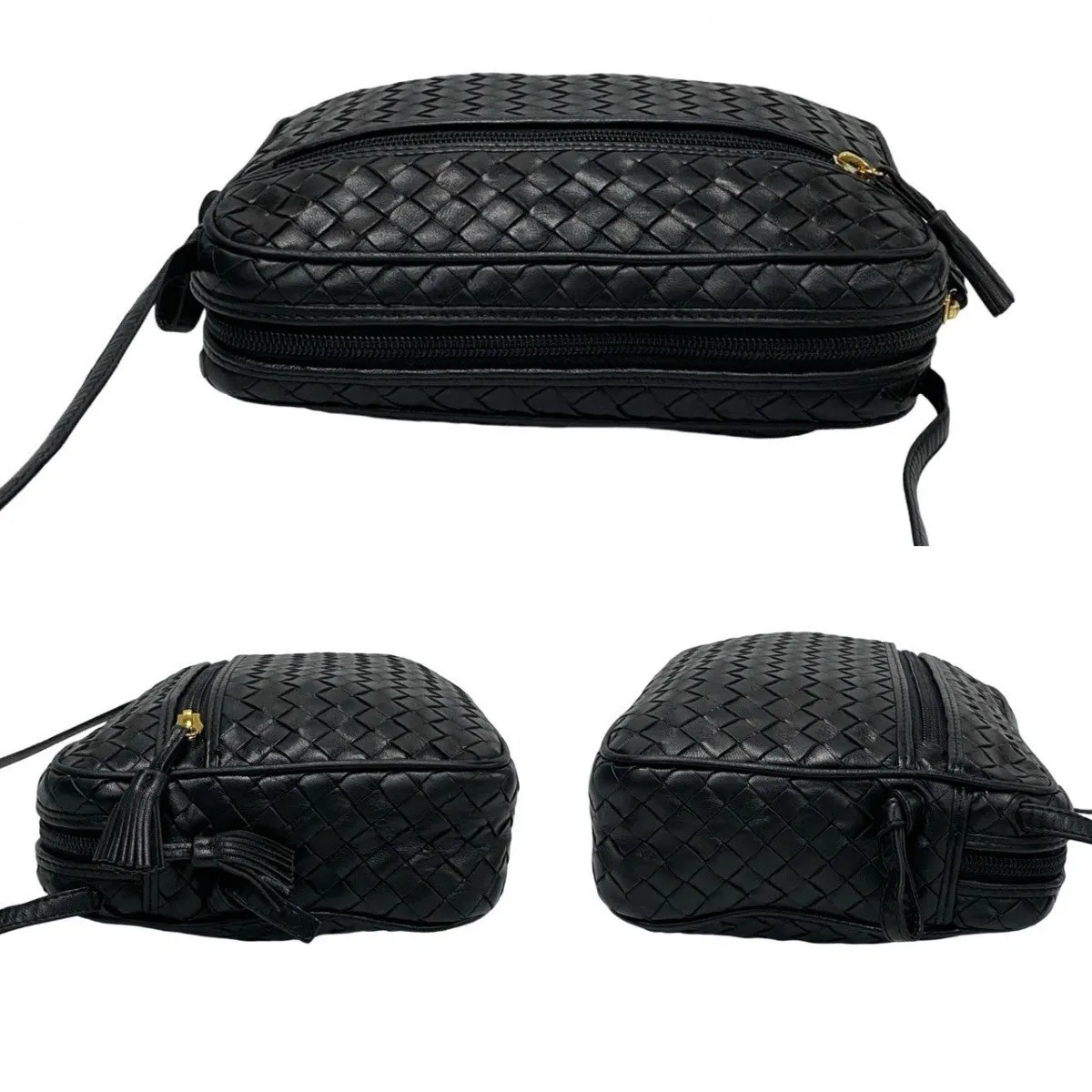 BOTTEGAVENETA Shoulder Bag leather black INTRECCIATO Women Used