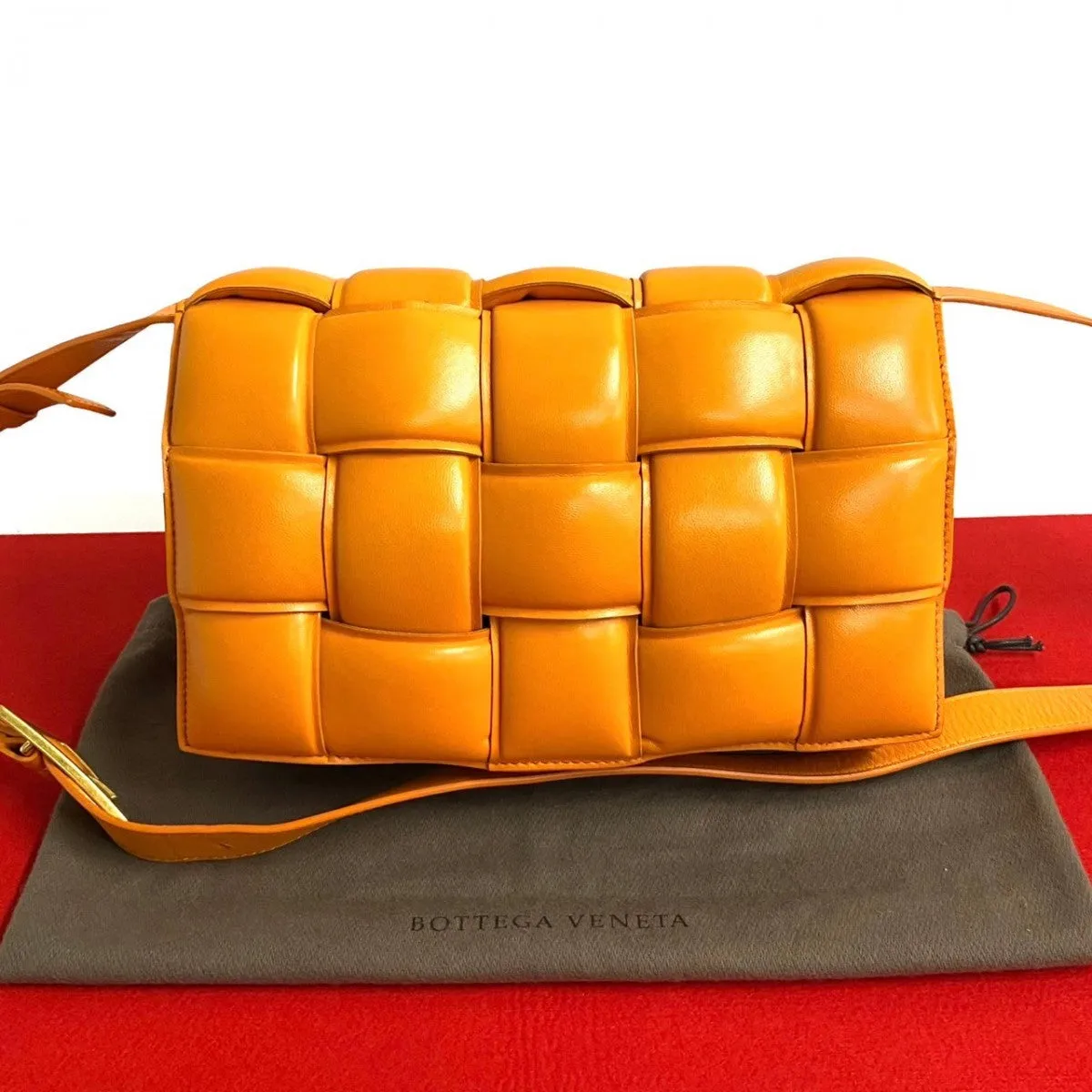 BOTTEGAVENETA Shoulder Bag leather Orange padet cassette