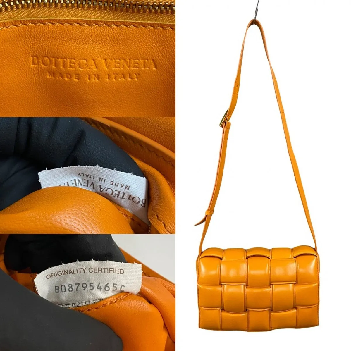 BOTTEGAVENETA Shoulder Bag leather Orange padet cassette