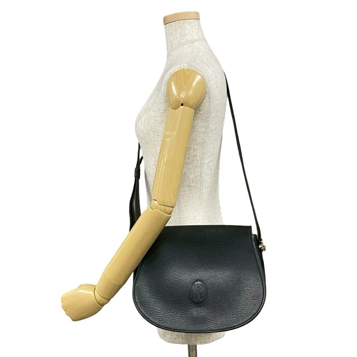 CARTIER Shoulder Bag leather black Must Line