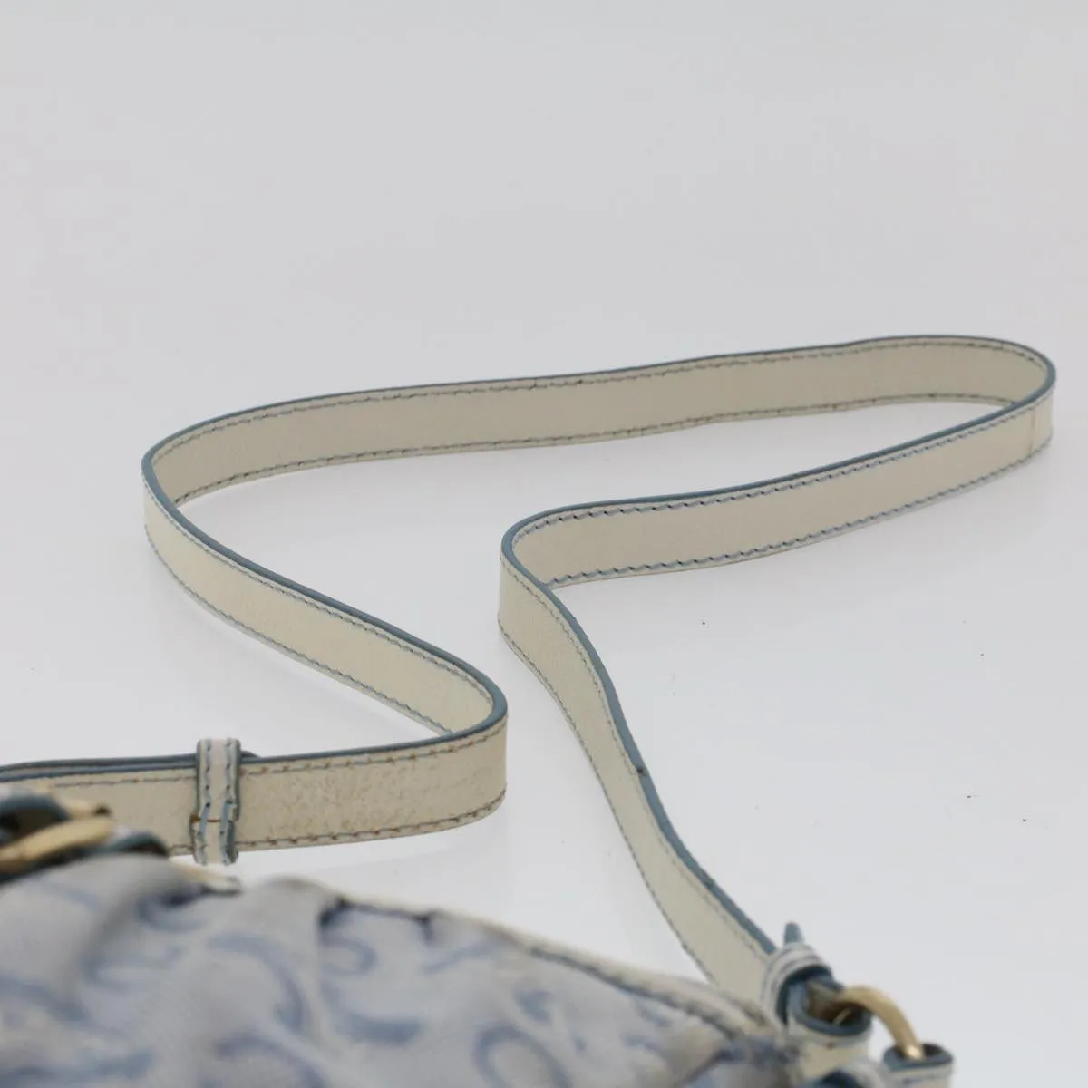 Celine C Macadam Canvas Shoulder Bag Leather Blue  ar9834