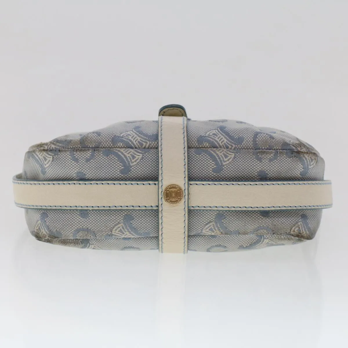 Celine C Macadam Canvas Shoulder Bag Leather Blue  ar9834