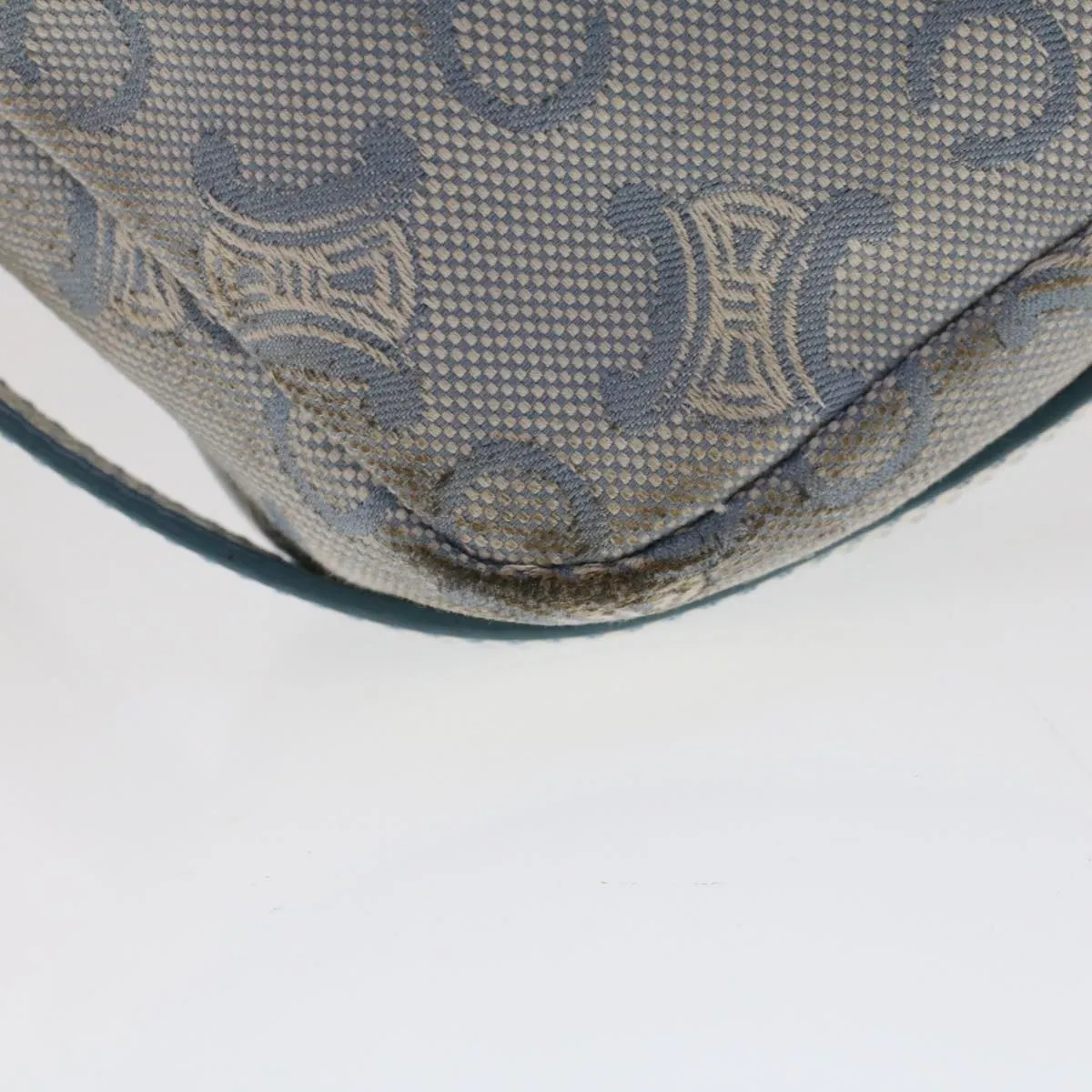 Celine C Macadam Canvas Shoulder Bag Leather Blue  ar9834