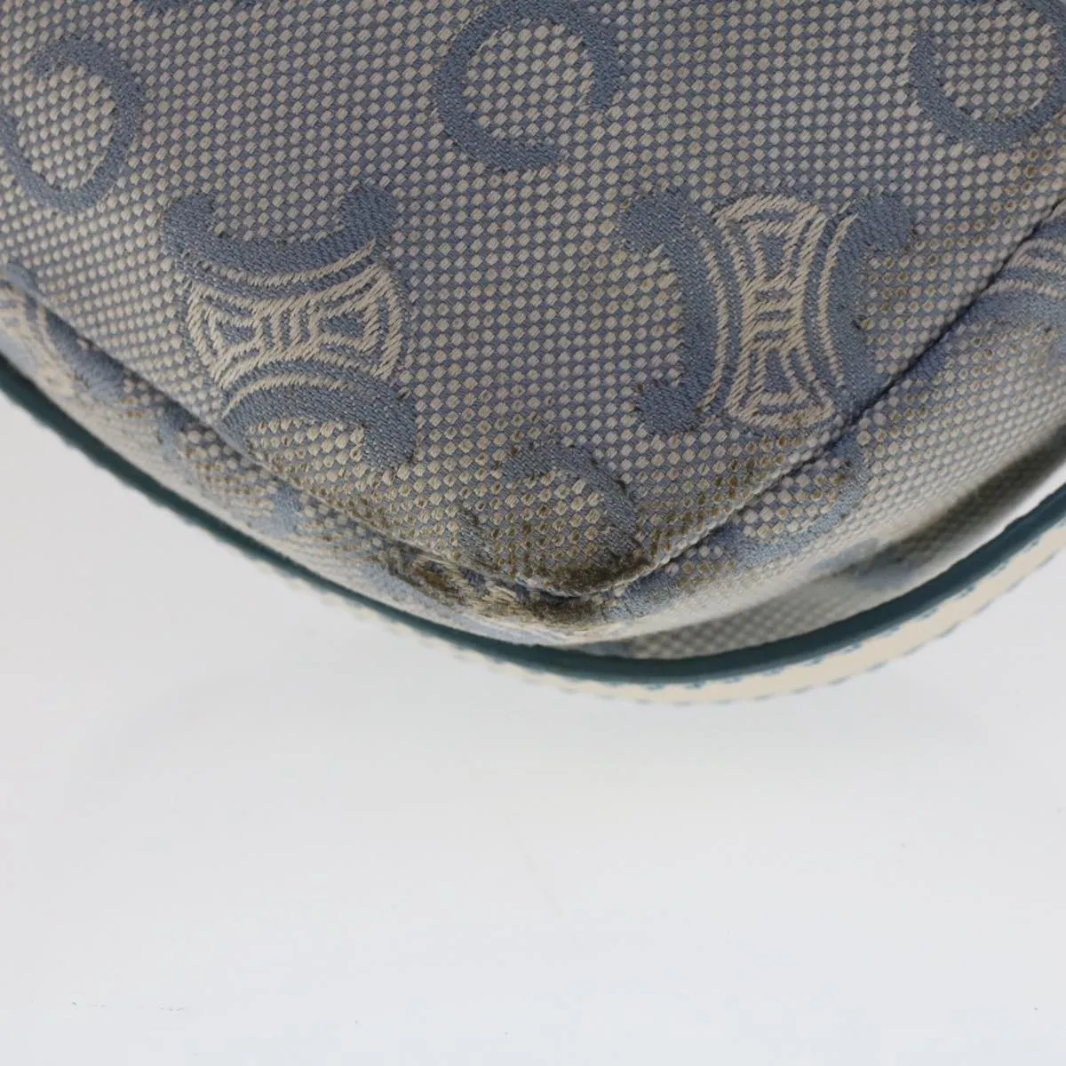 Celine C Macadam Canvas Shoulder Bag Leather Blue  ar9834