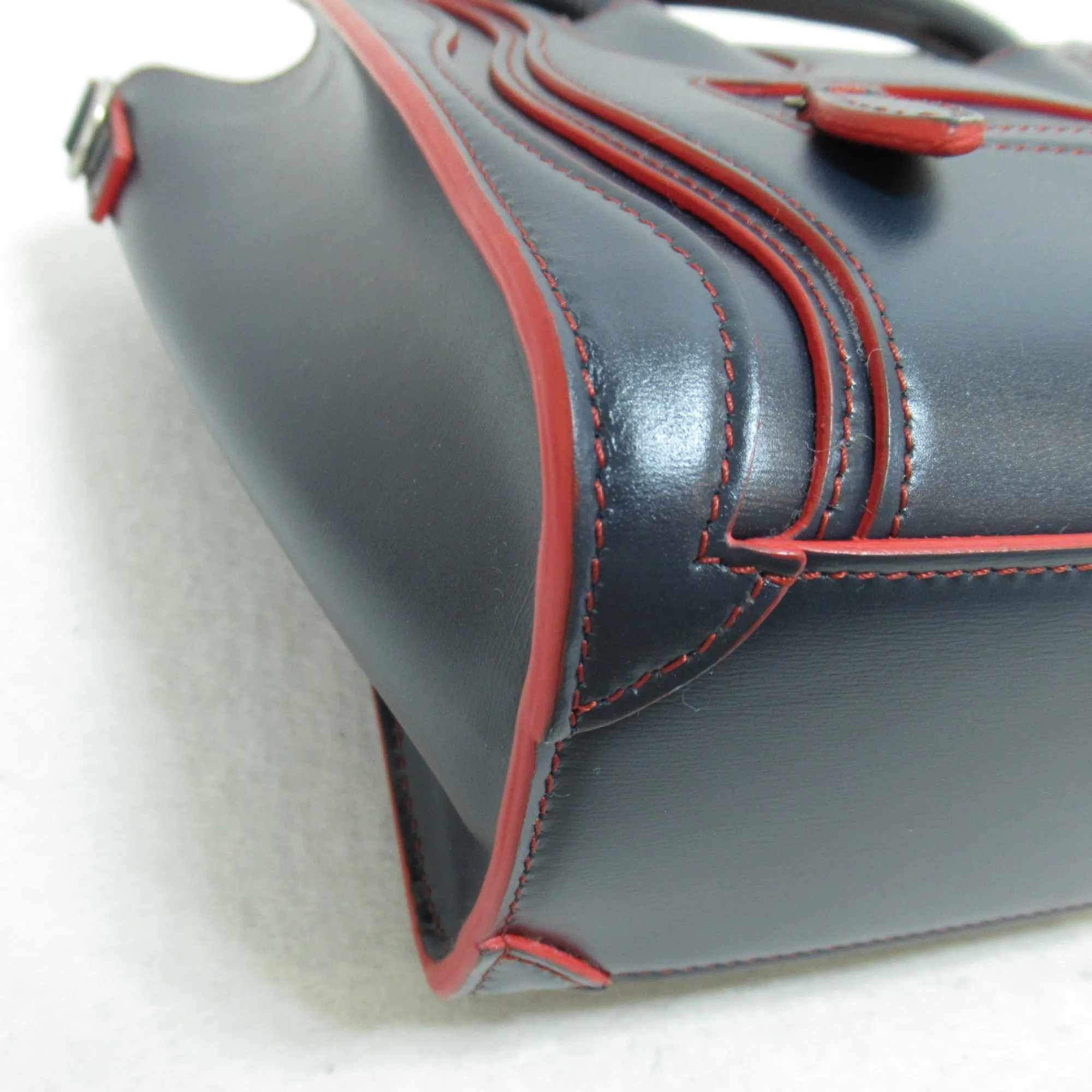 Celine Luggage Micro Shopper Shoulder Bag Navy Red Calfskin [cowhide]