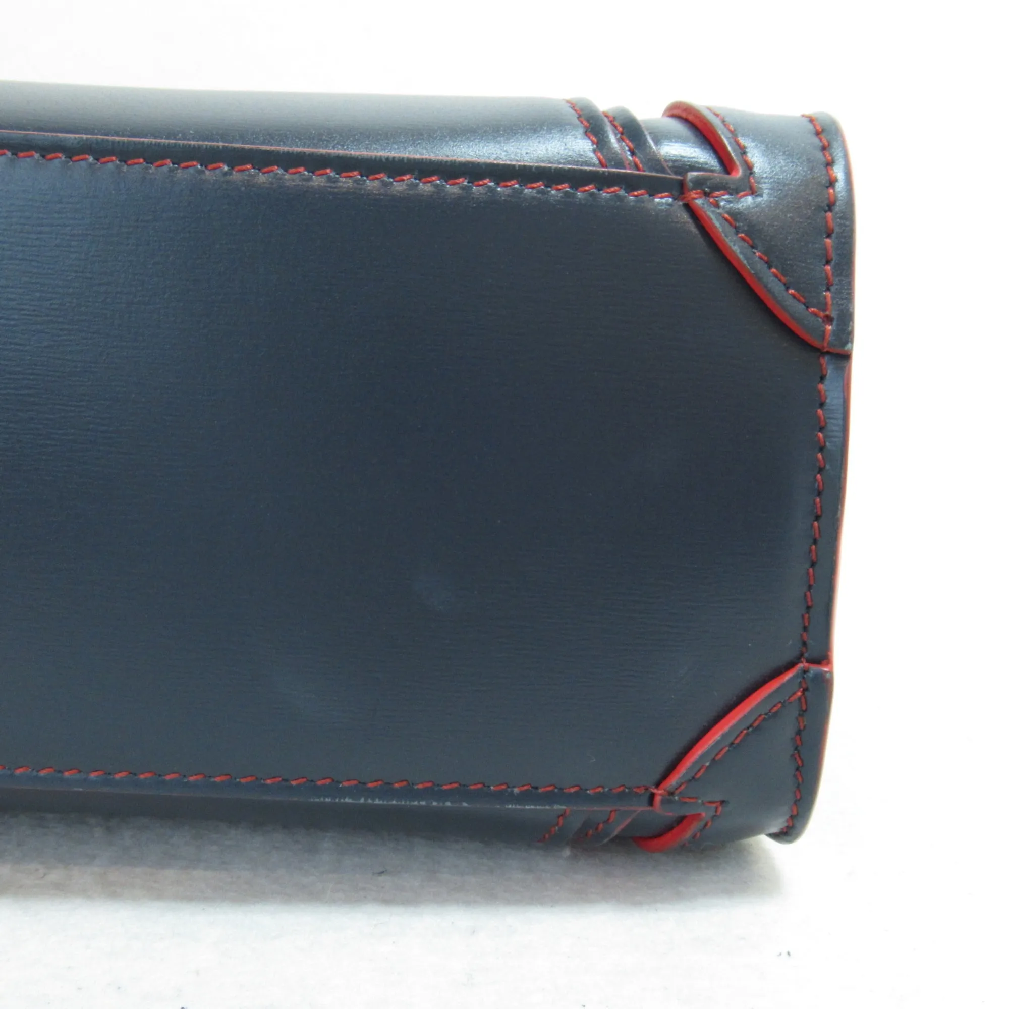 Celine Luggage Micro Shopper Shoulder Bag Navy Red Calfskin [cowhide]
