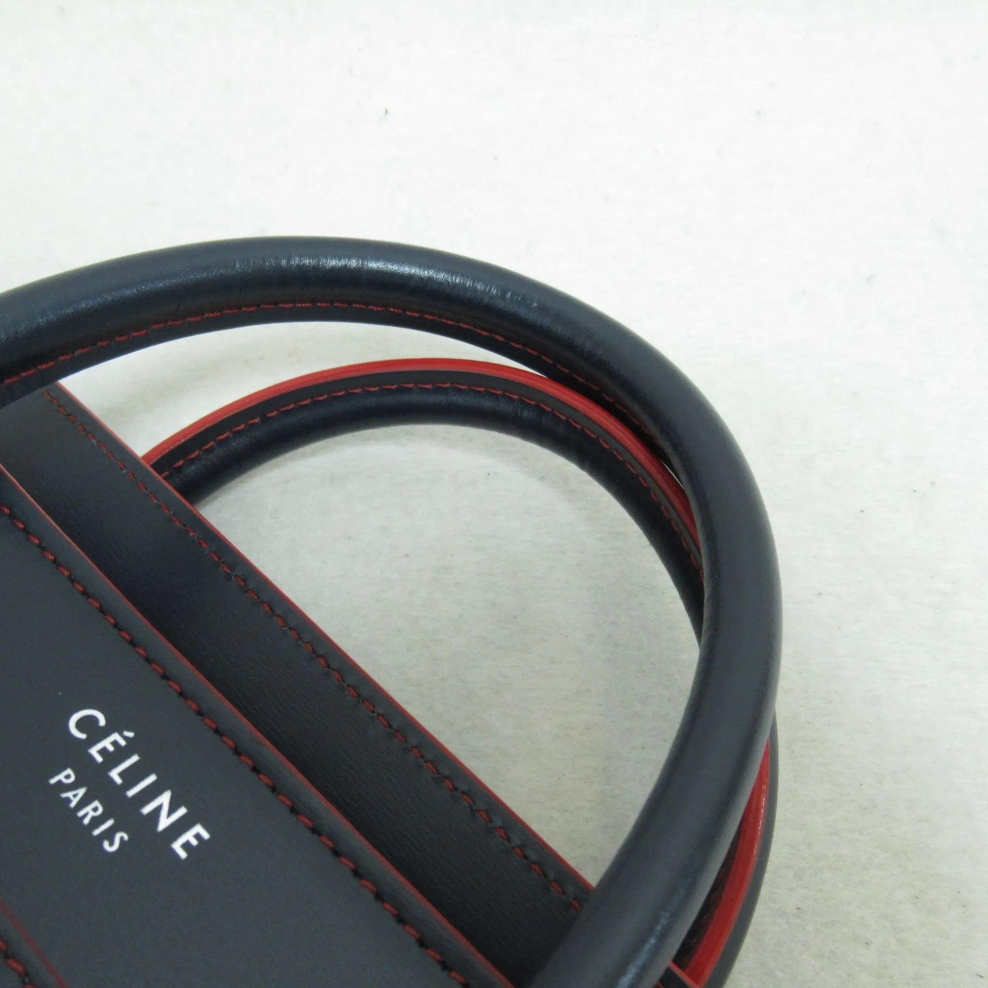 Celine Luggage Micro Shopper Shoulder Bag Navy Red Calfskin [cowhide]