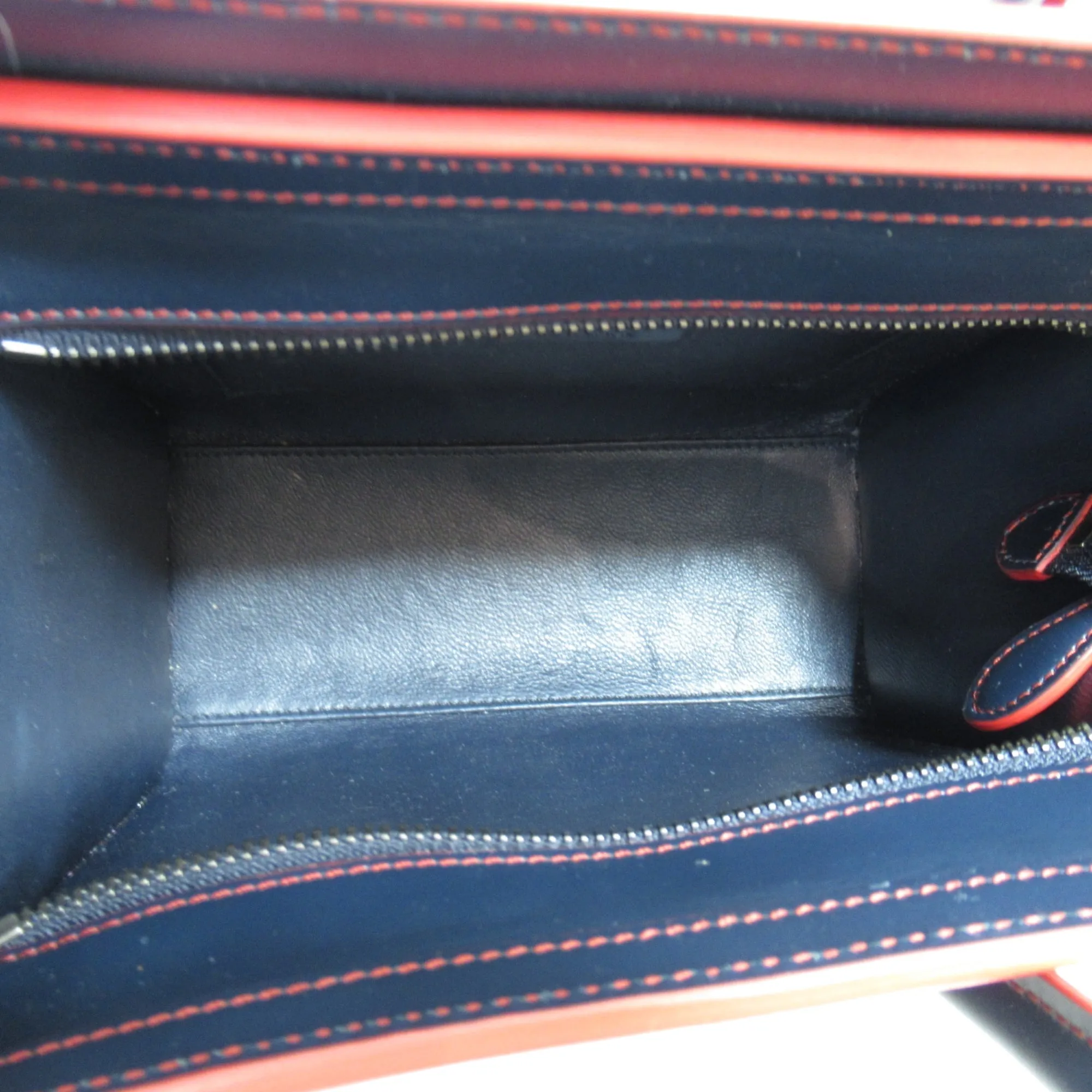 Celine Luggage Micro Shopper Shoulder Bag Navy Red Calfskin [cowhide]
