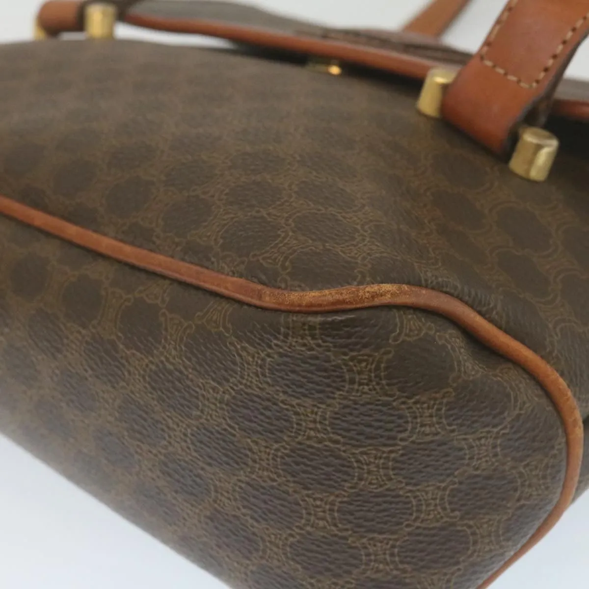 Celine Macadam Canvas 2Way Shoulder Hand Bag PVC Leather Brown  am2277g