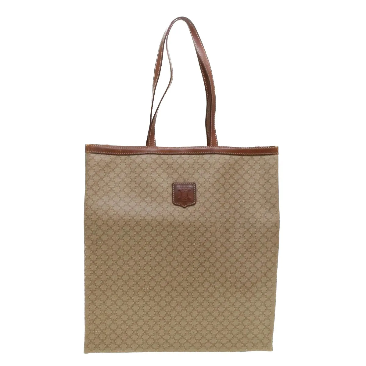 Celine Macadam Canvas Shoulder Bag PVC Leather Beige  45023