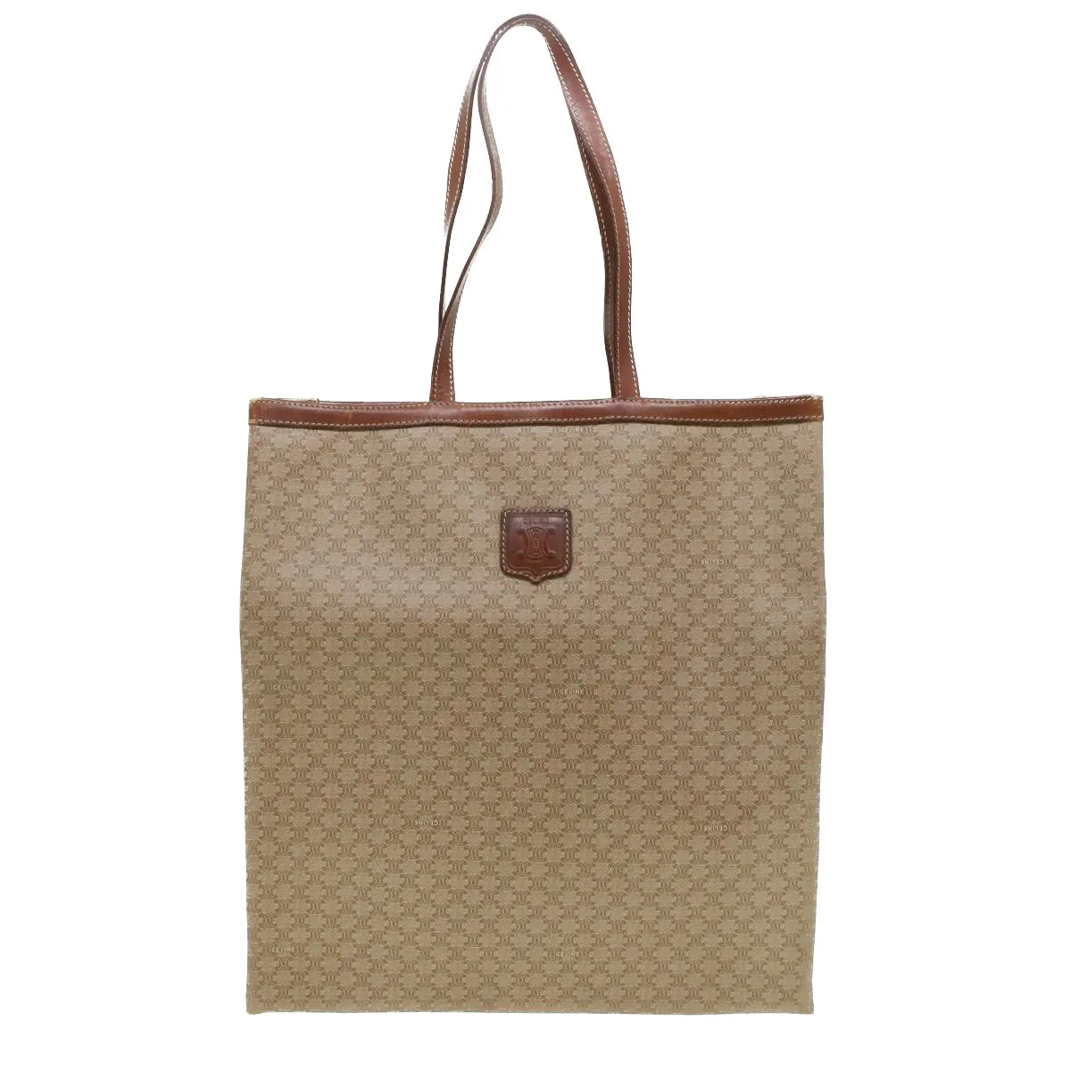 Celine Macadam Canvas Shoulder Bag PVC Leather Beige  45023