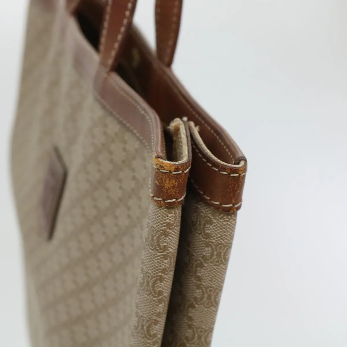 Celine Macadam Canvas Shoulder Bag PVC Leather Beige  45023
