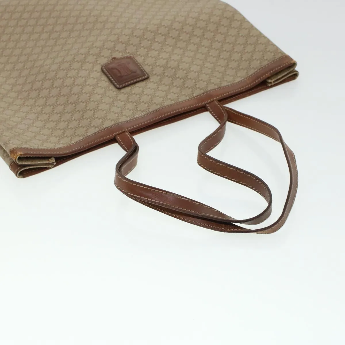 Celine Macadam Canvas Shoulder Bag PVC Leather Beige  45023