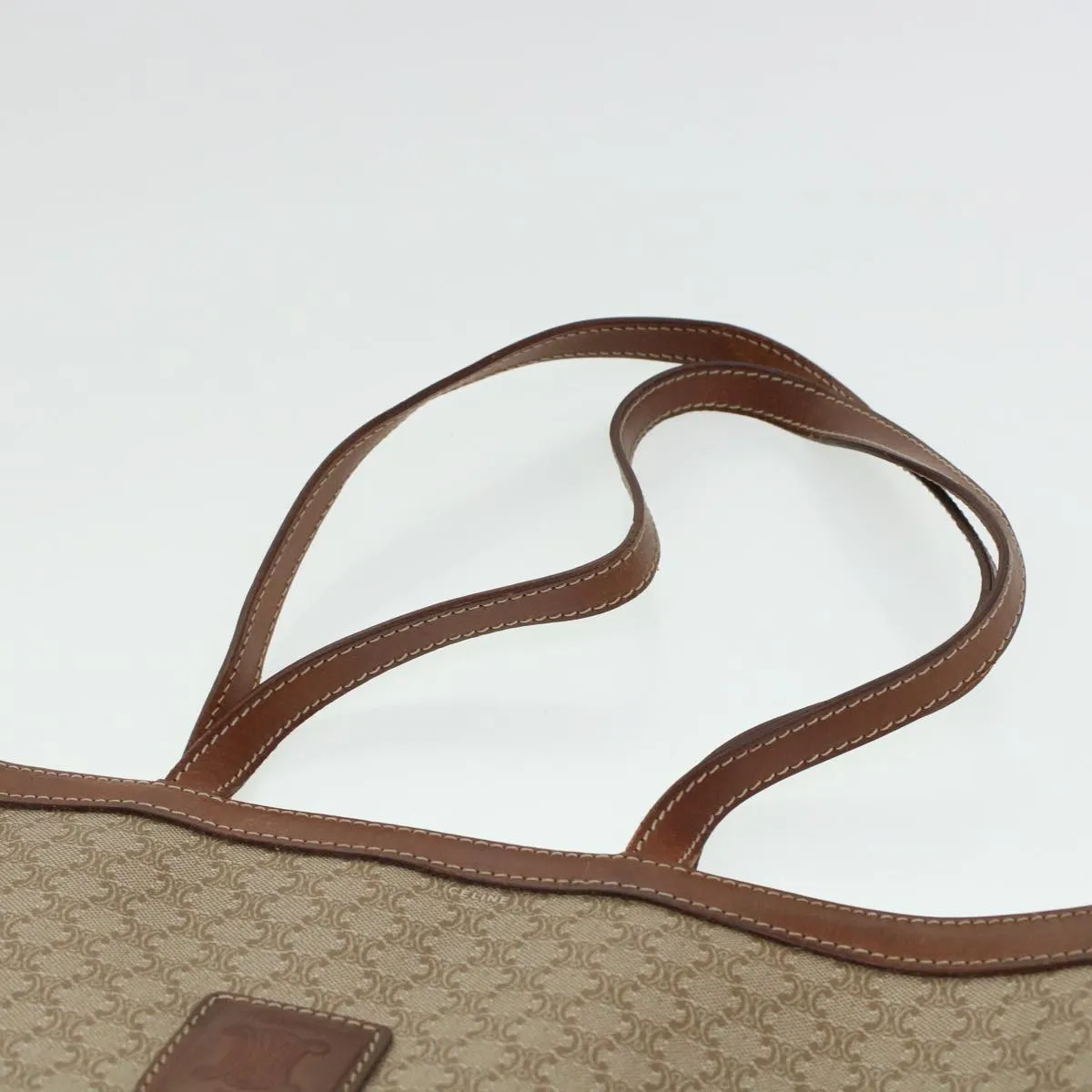 Celine Macadam Canvas Shoulder Bag PVC Leather Beige  45023