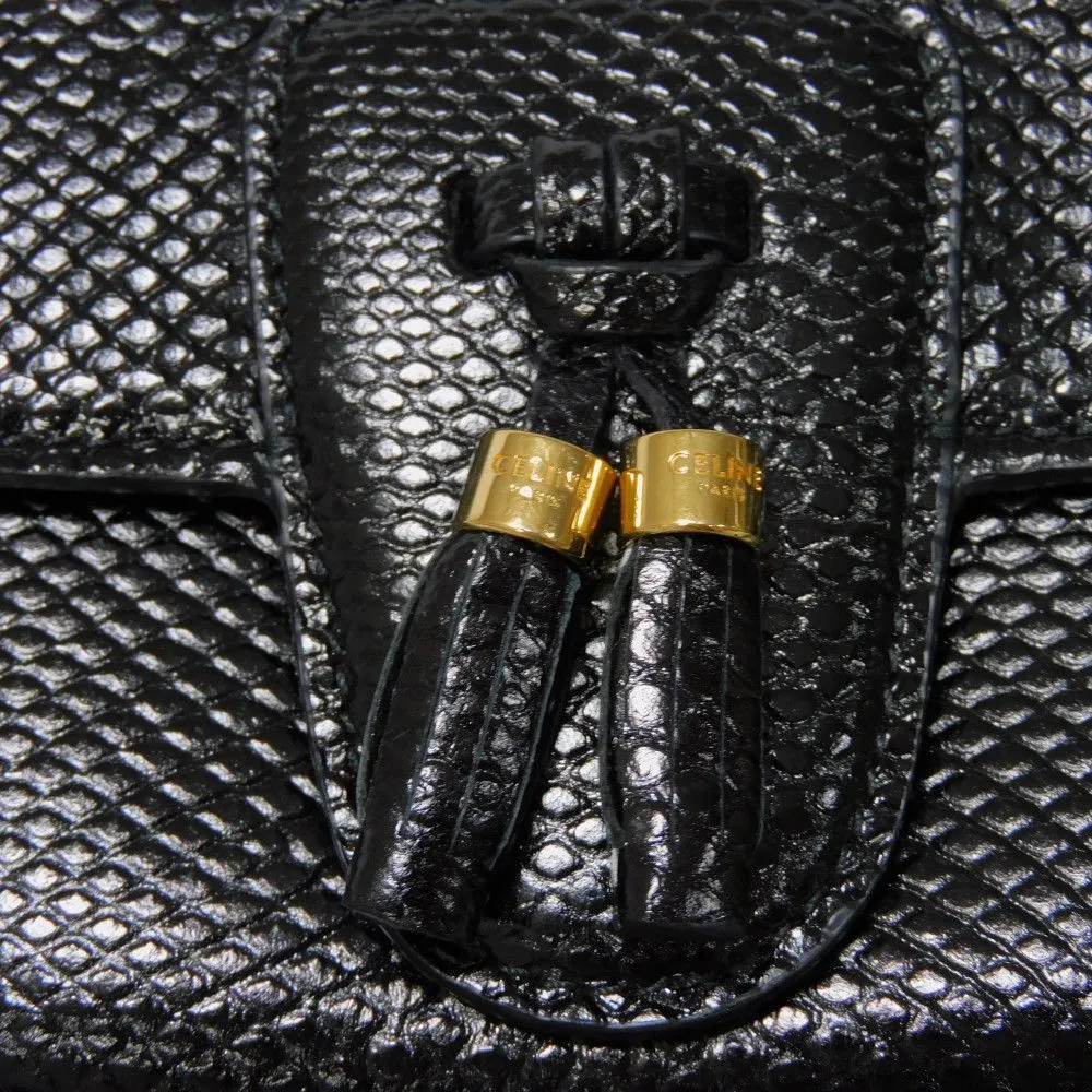 CELINE Shoulder Bag 190494BOE.38NO Karung leather black exotic Tassel small bag Women Used