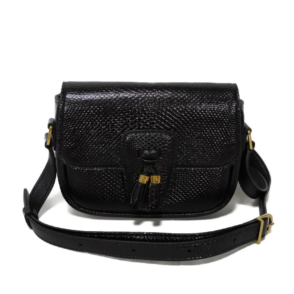 CELINE Shoulder Bag 190494BOE.38NO Karung leather black exotic Tassel small bag Women Used