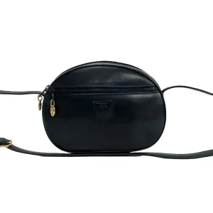 CELINE Shoulder Bag Calfskin, Leather Navy triomphe logo Women Used