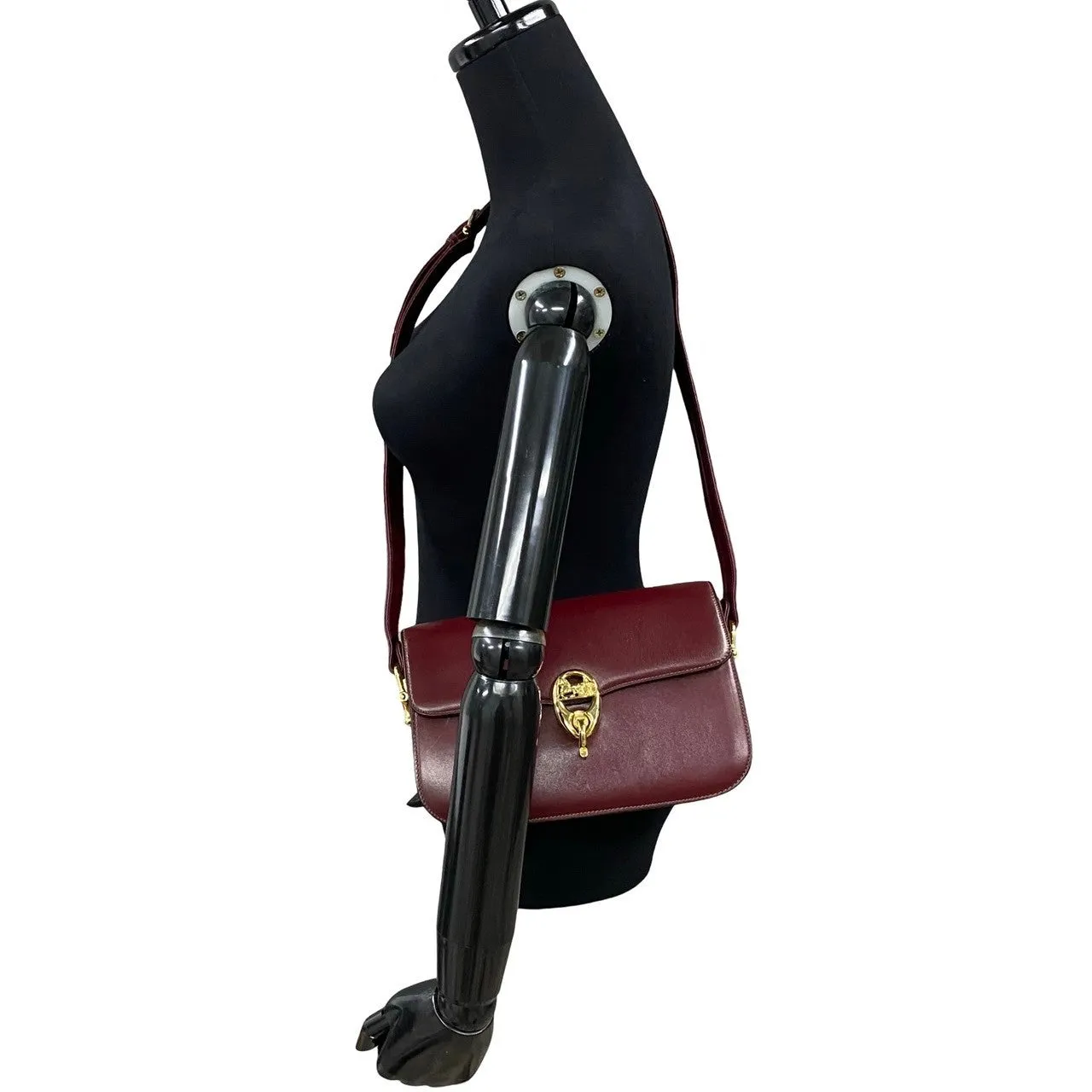 CELINE Shoulder Bag Calfskin wine-red