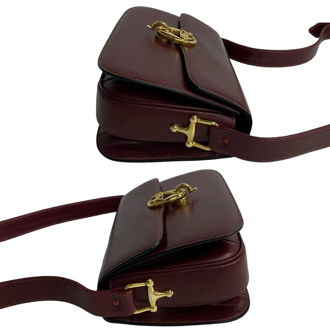 CELINE Shoulder Bag Calfskin wine-red