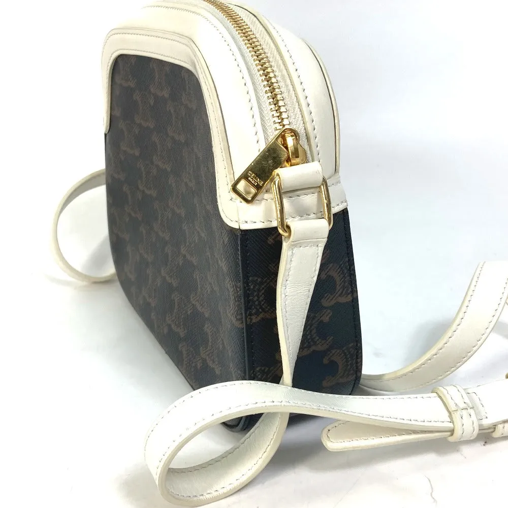 CELINE Shoulder Bag Canvas / leather Brown triomphe logo