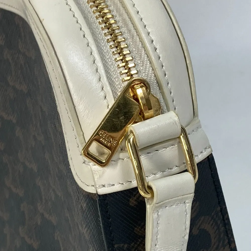 CELINE Shoulder Bag Canvas / leather Brown triomphe logo