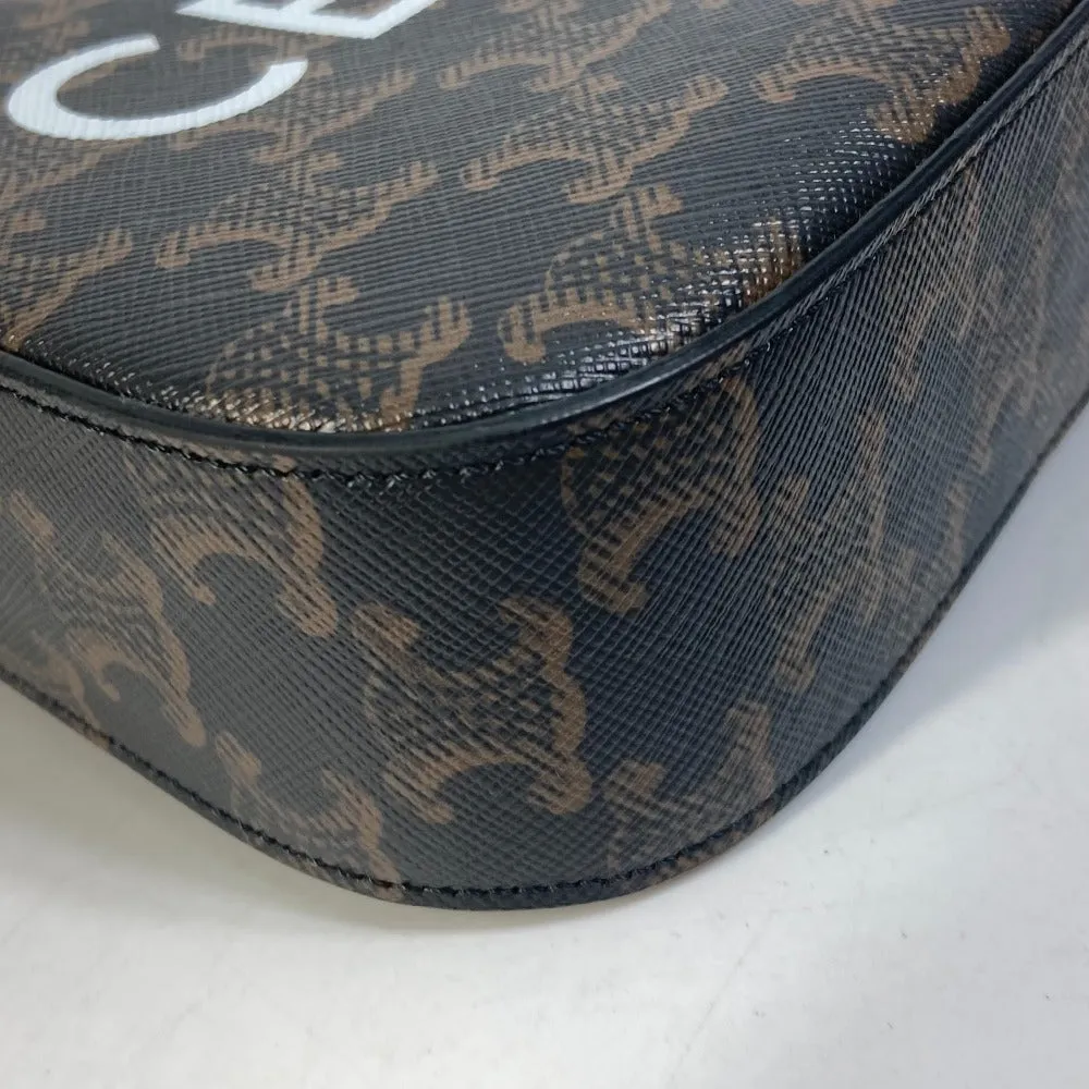 CELINE Shoulder Bag Canvas / leather Brown triomphe logo