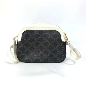 CELINE Shoulder Bag Canvas / leather Brown triomphe logo