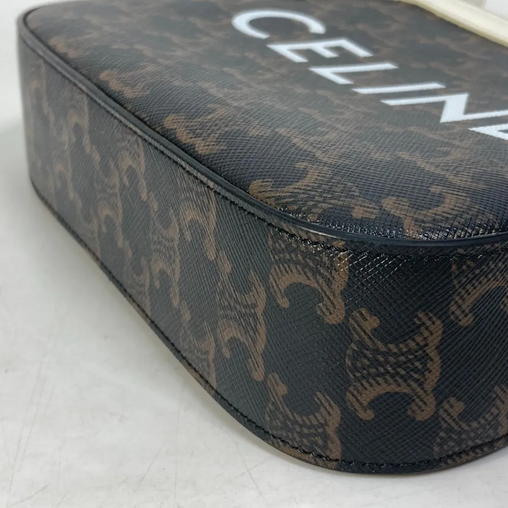 CELINE Shoulder Bag Canvas / leather Brown triomphe logo