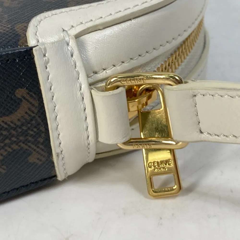 CELINE Shoulder Bag Canvas / leather Brown triomphe logo