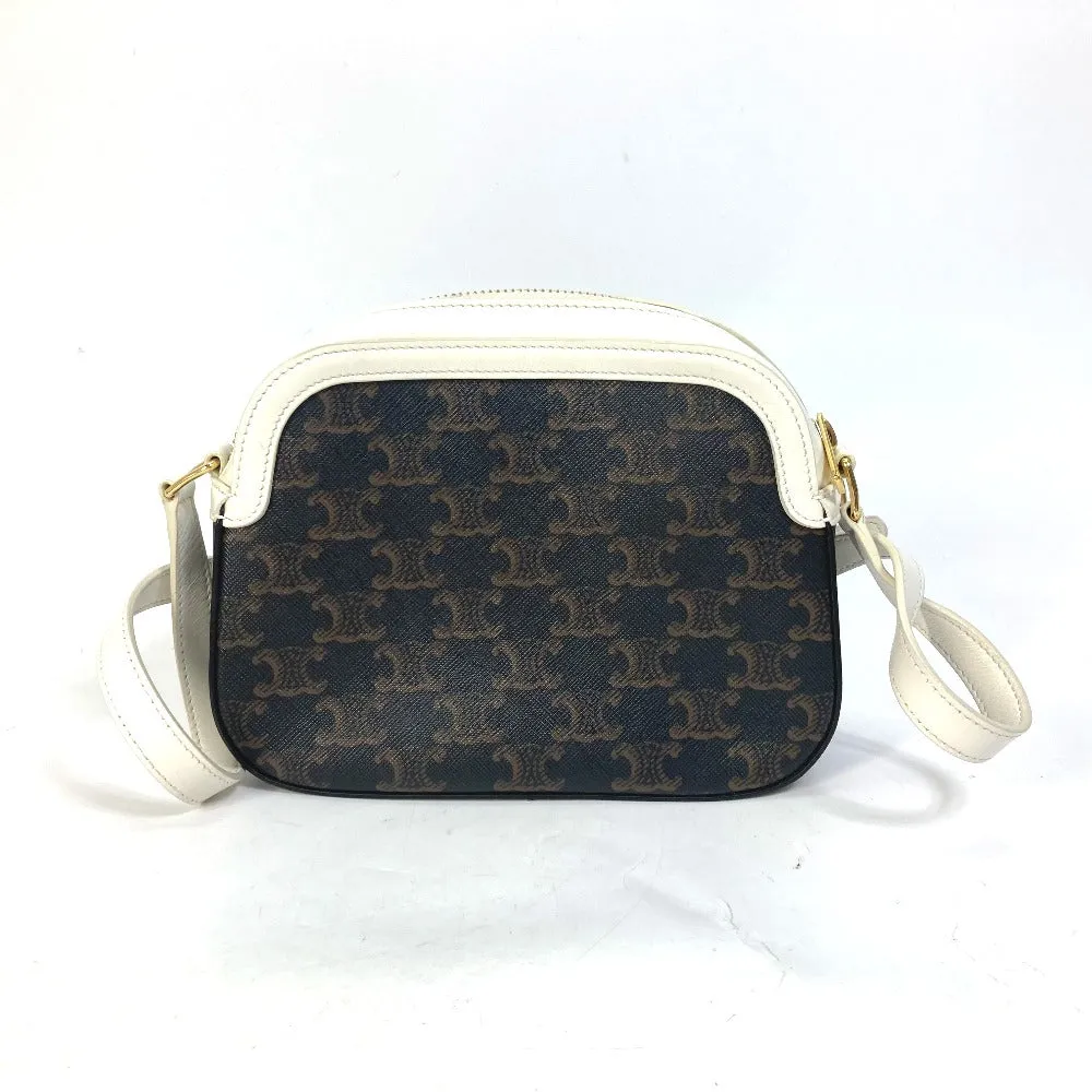 CELINE Shoulder Bag Canvas / leather Brown triomphe logo