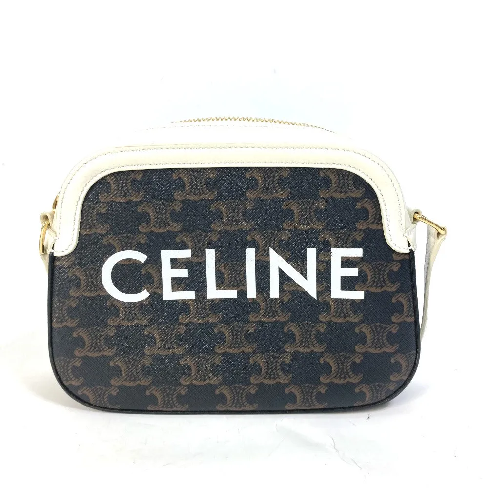 CELINE Shoulder Bag Canvas / leather Brown triomphe logo