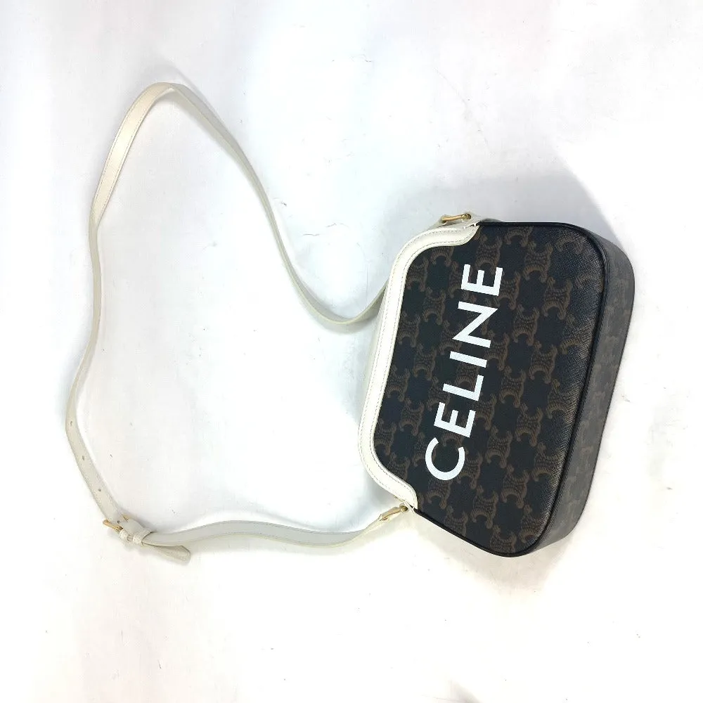 CELINE Shoulder Bag Canvas / leather Brown triomphe logo