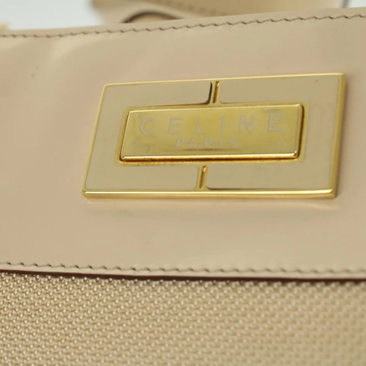 Celine Shoulder Bag Enamel nylon Beige  36352