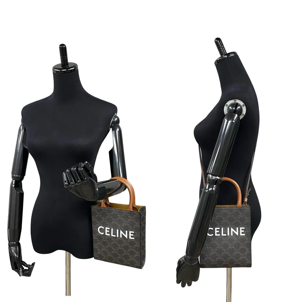 CELINE Shoulder Bag leather Brown Bar Tikal Kaba Small