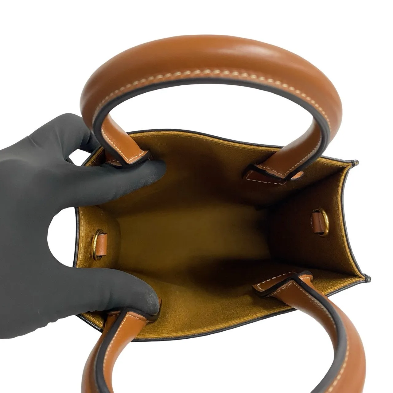 CELINE Shoulder Bag leather Brown Bar Tikal Kaba Small