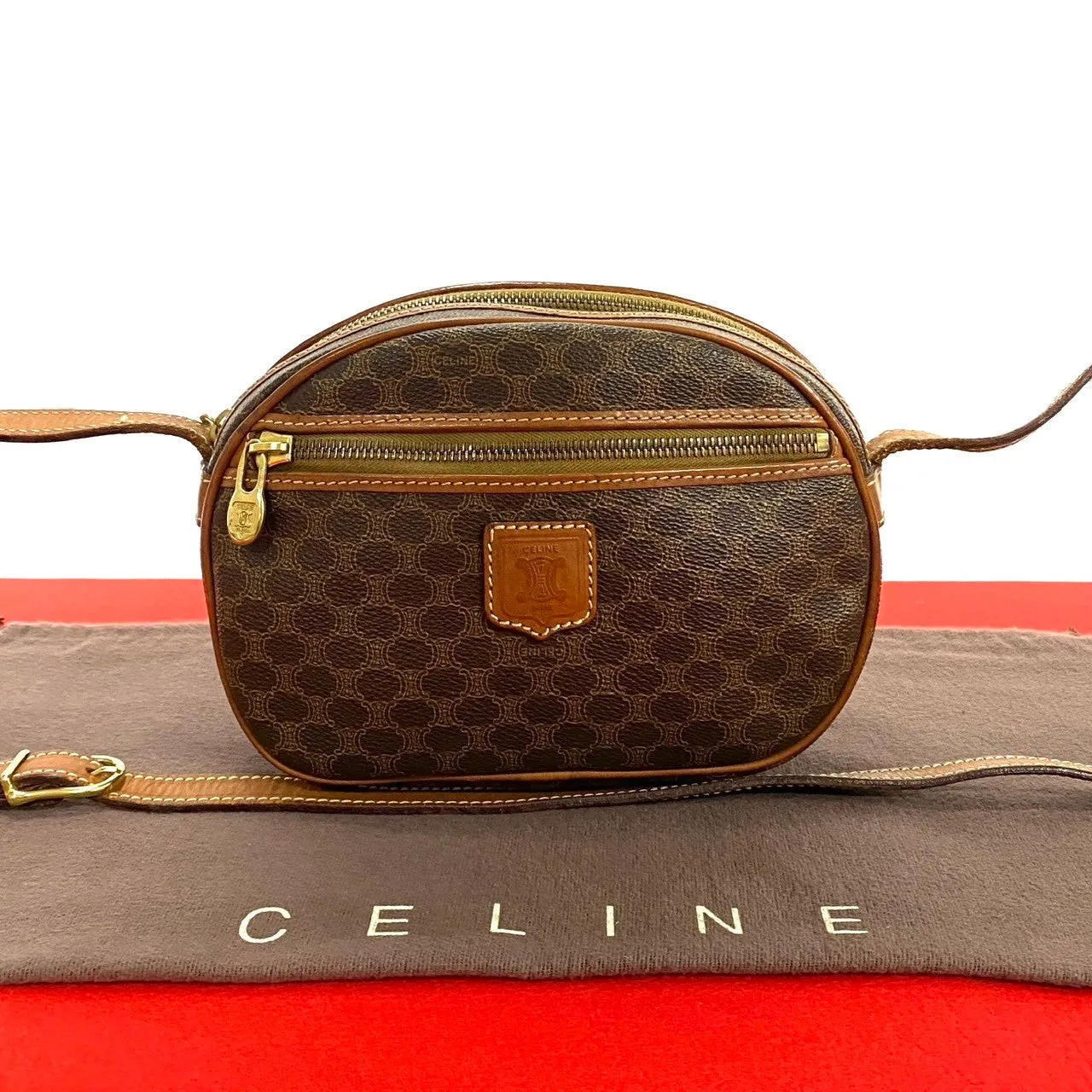 CELINE Shoulder Bag leather Brown