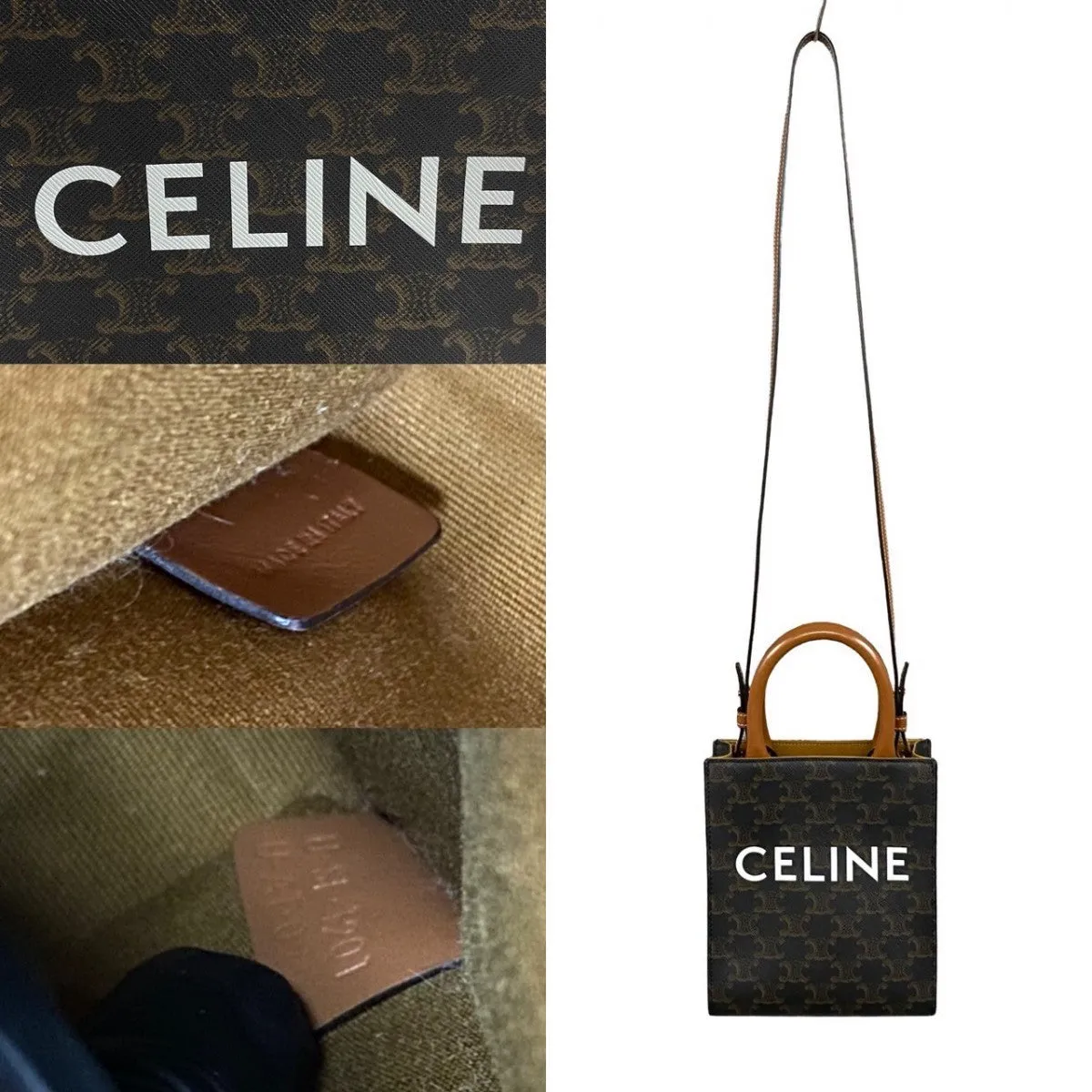 CELINE Shoulder Bag leather Brown