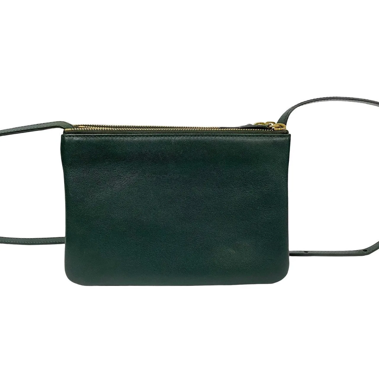 CELINE Shoulder Bag leather green Trio Small