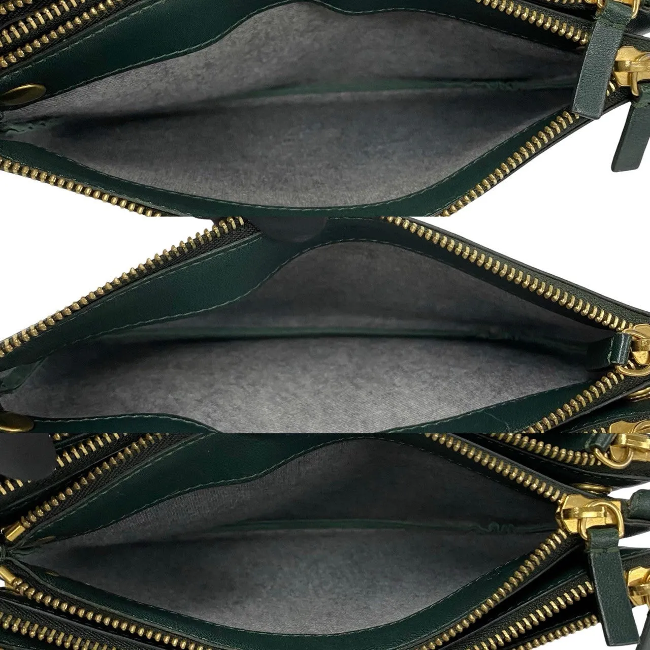 CELINE Shoulder Bag leather green Trio Small