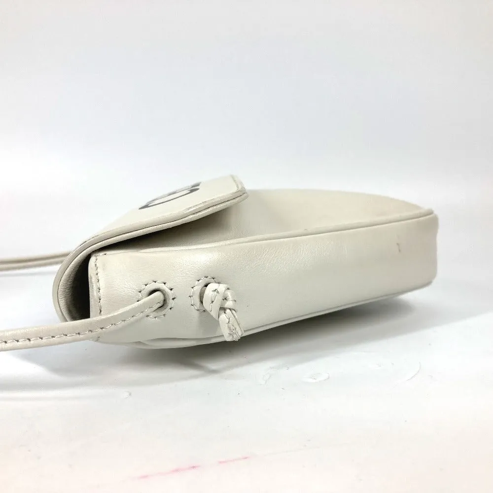 CELINE Shoulder Bag leather white Triangle logo triangle Women Used