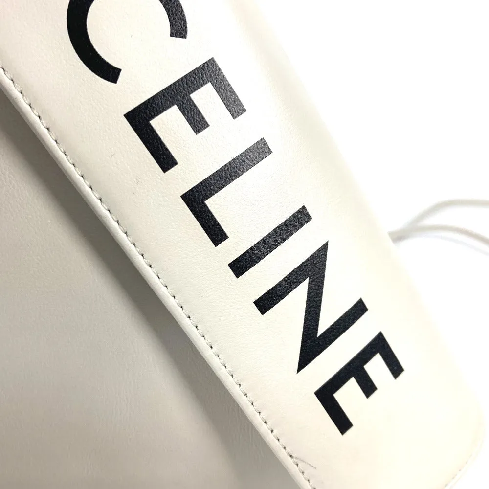 CELINE Shoulder Bag leather white Triangle logo triangle Women Used